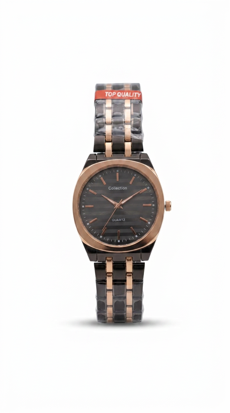 Collection Quartz Black & Rose Gold Watch
